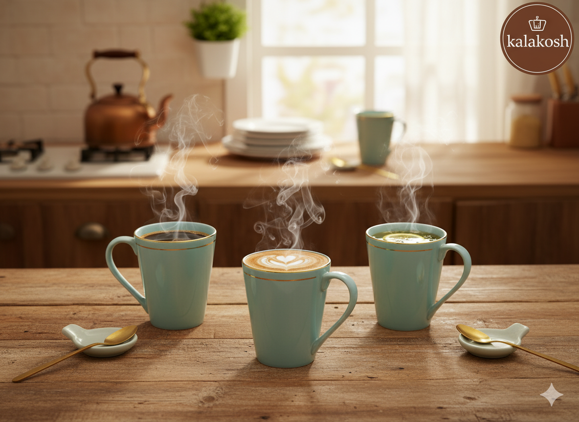 Coffee / Tea Mug with Premium Golden Lines (Sky Blue)