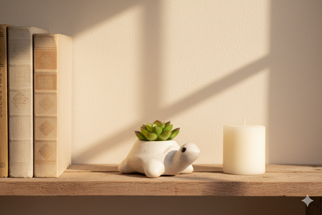 Tortoise Shape Planter (White)