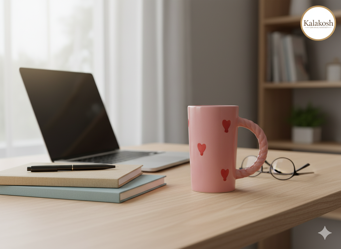 Aesthetic Pink Coffee Mug with Twisted Rope Handle - Ceramic Tea Cup for Home Decor, Office Use, Home Use, Valentine's Day Gift for Women, Girlfriend, Wife