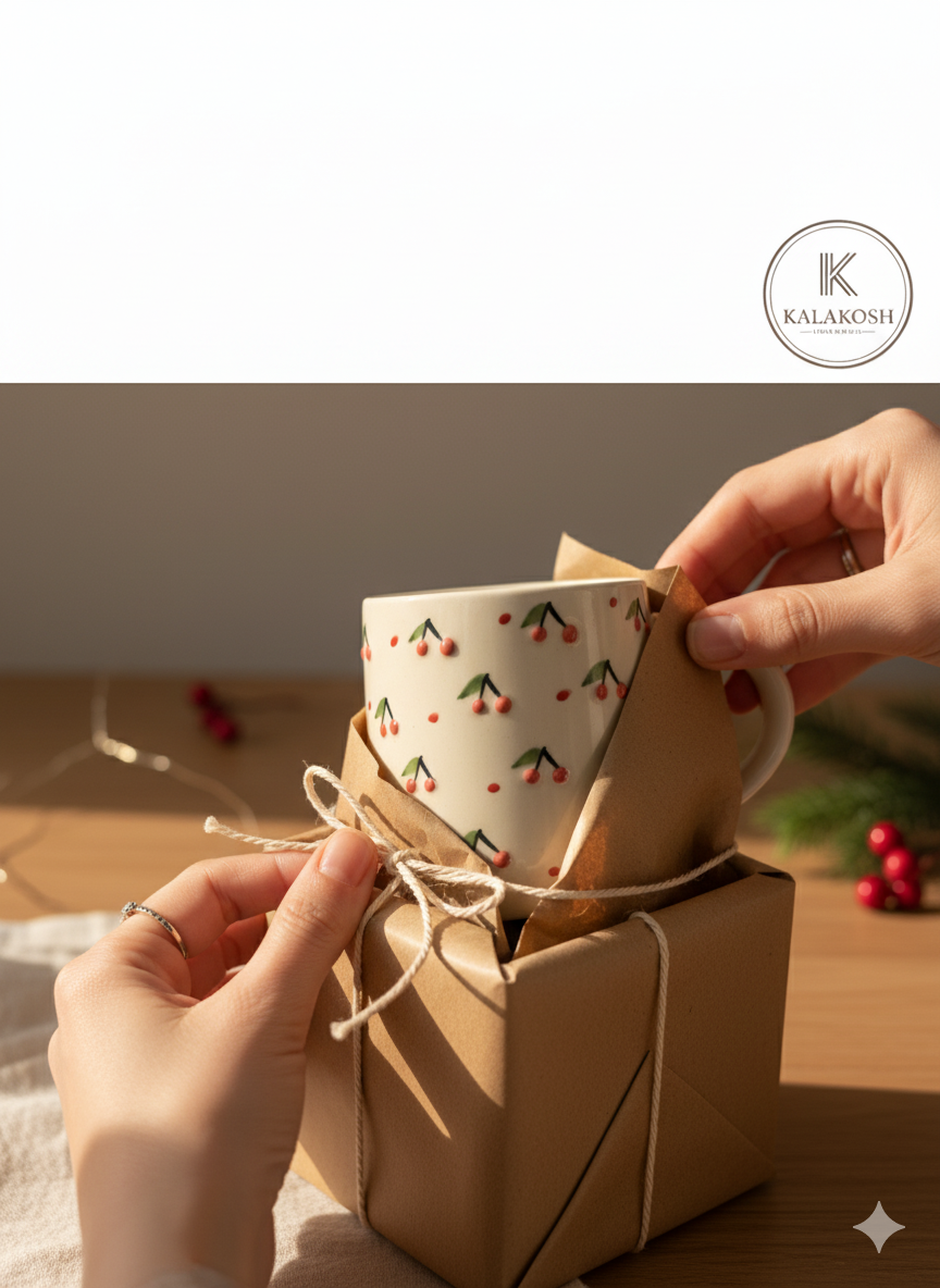 Handmade Cherry Pattern Ceramic Coffee Mug | Home Decor Vase | Premium Tea Cup for Office & Home Use | Unique Gifting