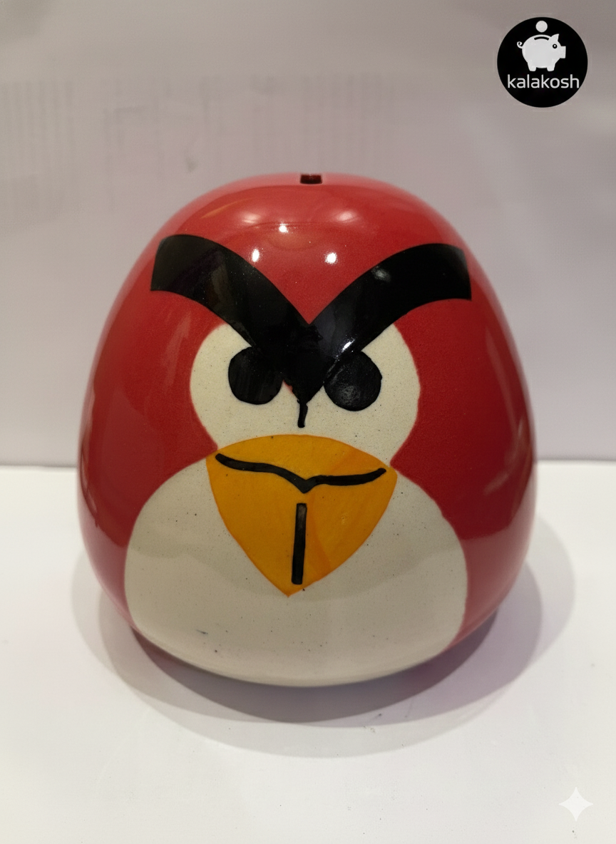 Premium Red Bird Ceramic Money Bank for Kids and Adults - Cute Animal Piggy Bank for Home Decor, Office Desk, and Gifting - Stylish Coin Saving Box for Bedroom & Living Room Decor (Red)