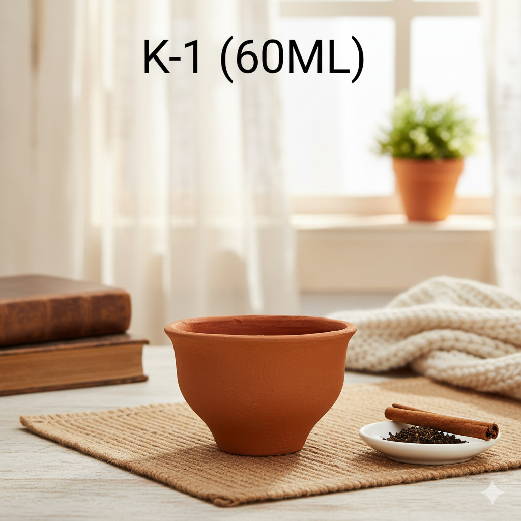 Disposable Terracotta Kulhad Cups - 60 ml - Set of 6 (T6) | 100% Biodegradable Clay Glasses for Chai, Coffee, Lassi | Eco-Friendly & Natural Earthenware Tea Cups