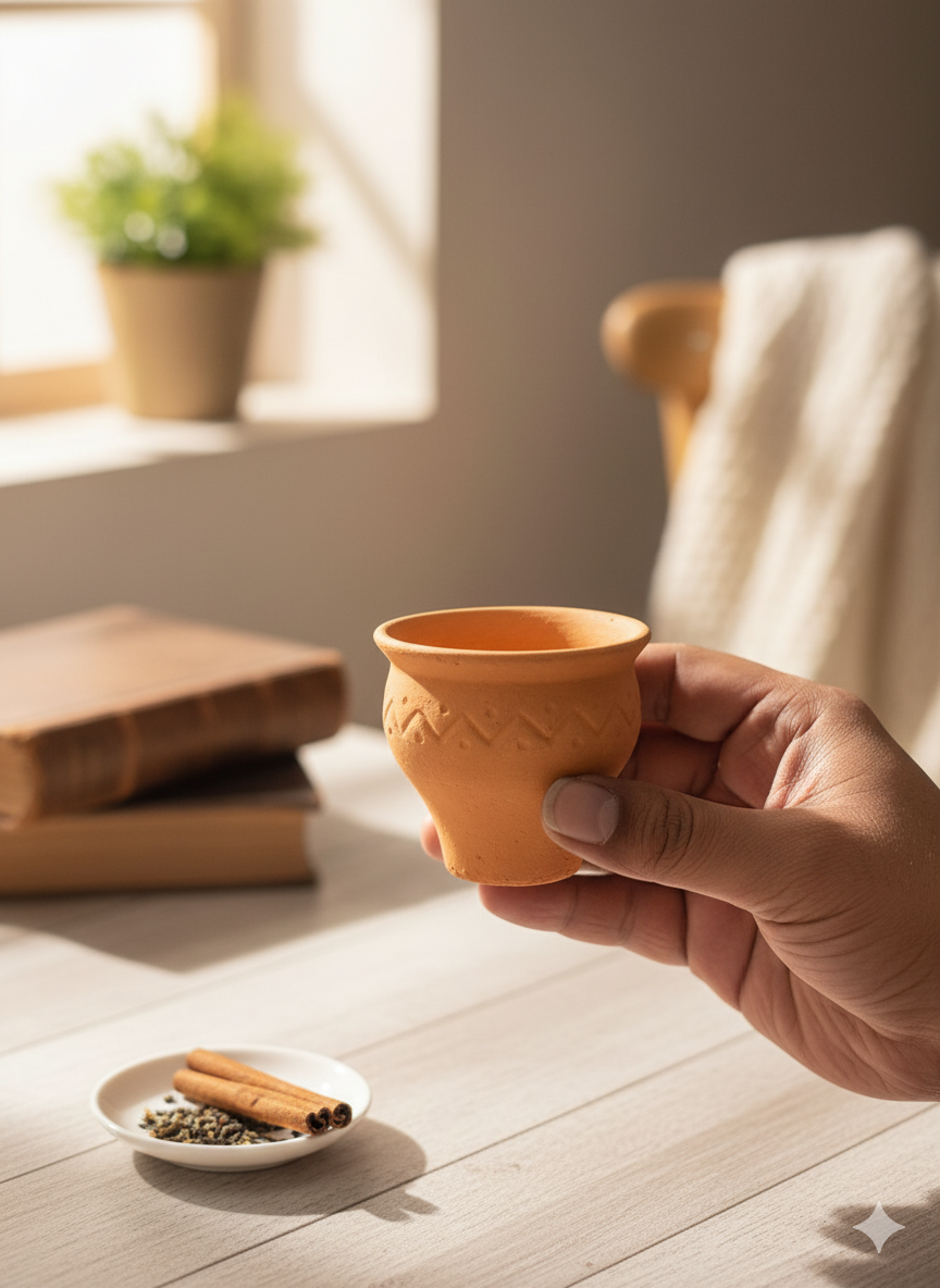 Disposable Terracotta Kulhad Cups - 120 ml - Set of 6 (L3 Kuliya) | 100% Biodegradable Clay Glasses for Chai, Coffee, Lassi | Eco-Friendly & Natural Earthenware Tea Cups