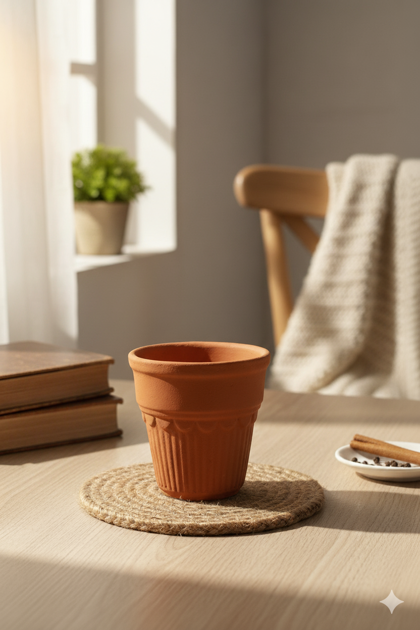 Disposable Terracotta Kulhad Cups - T-0 (60 ML) - Set of 6 | 100% Biodegradable Clay Glasses for Chai, Coffee, Lassi | Eco-Friendly & Natural Earthenware Tea Cups