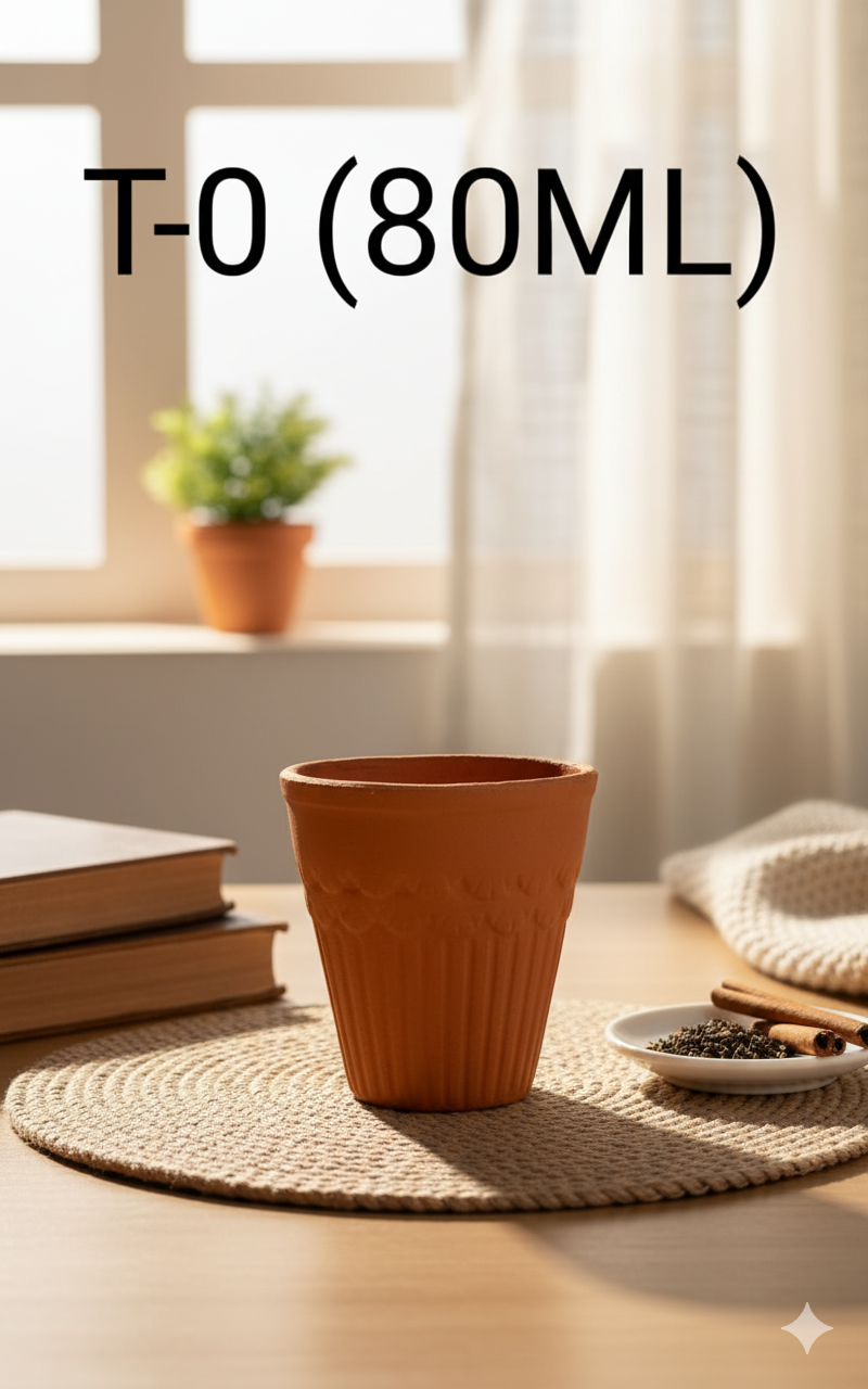 Disposable Terracotta Kulhad Cups - 80 ml - Set of 6 (T6) | 100% Biodegradable Clay Glasses for Chai, Coffee, Lassi | Eco-Friendly & Natural Earthenware Tea Cups