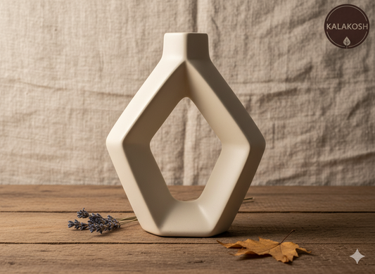 Handcrafted Modern Ceramic Planter Vase | Abstract Sculptural Decor | Cream Clay Pottery for Rustic Home Office Living Room Table Top | Unique Artisan Gifting