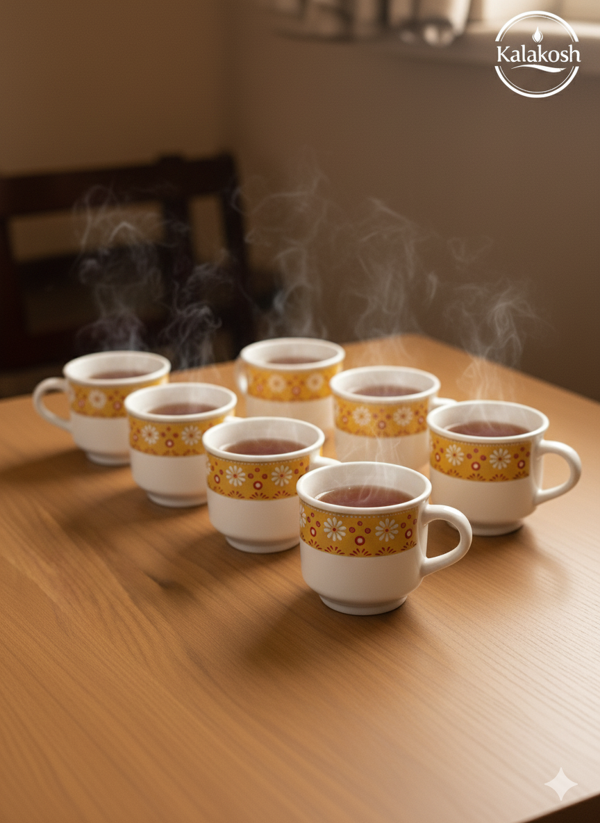 Handcrafted Rustic Ceramic Tea Cup Set of 6 | Clay Coffee Mugs for Home & Office Use | Artisanal Gifting