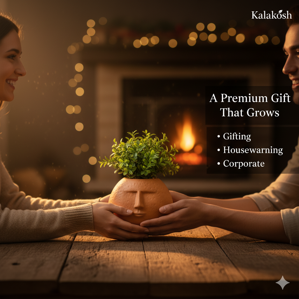 Handcrafted Eco-Friendly Clay Planters for Home Décor & Office Desk | Rustic Terracotta Ceramic Pots for Gifting