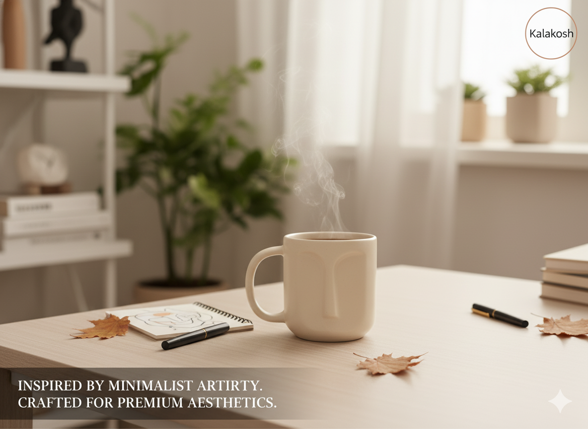 Abstract Face Ceramic Coffee Mug for Home Decor, Office Use & Gifting | Unique Artistic Tea Cup | Premium Home Use Terracotta Clay