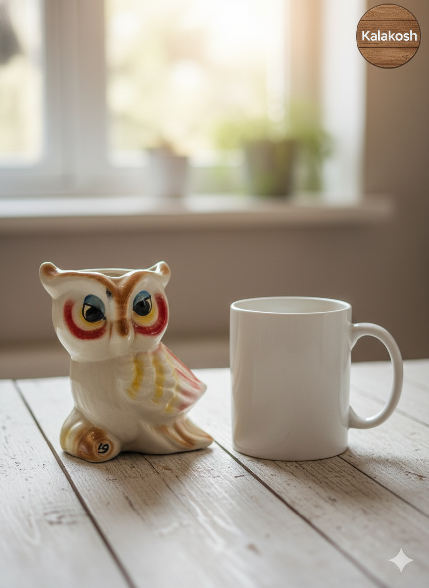 Artisanal Ceramic Owl Shape Planter  | Handcrafted Clay Home Decor Office Desk Flower Pot | Rustic Eco-Friendly Gift for Succulents & Small Plants