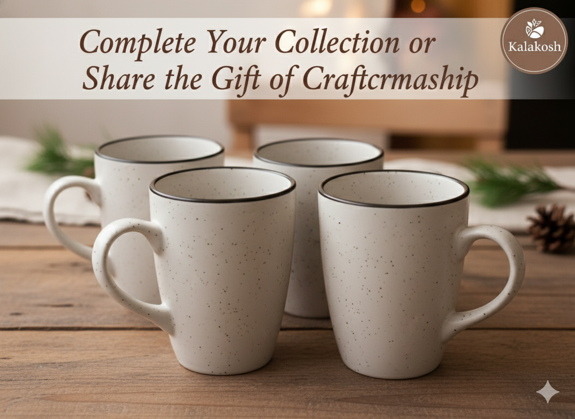 Handcrafted Rustic Ceramic Mugs Set of 2 | Eco-Friendly Clay Mugs for Coffee Tea Milk | Home & Office Use | Premium Gifting