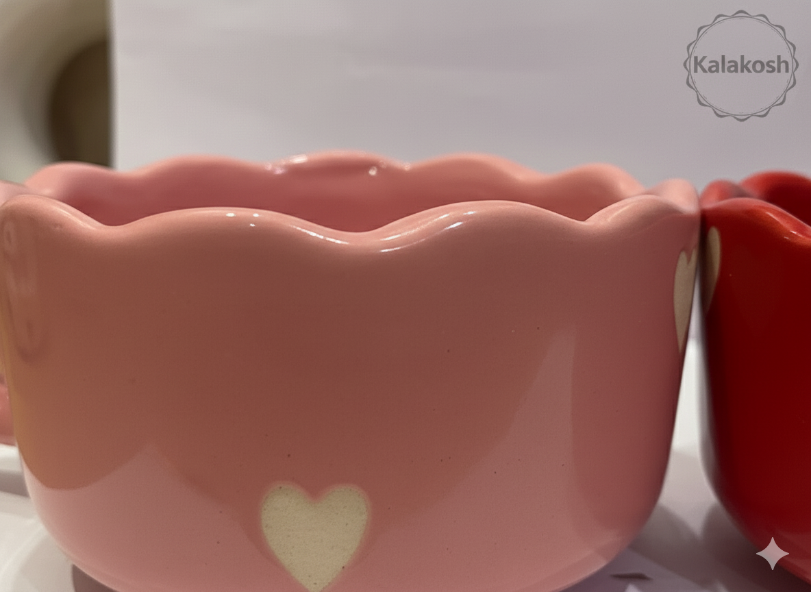 Premium Ceramic Coffee/Tea Mug Set Combo | 2-Piece Pink & Red Heart Design | Ideal for Home Decor, Office Use, and Gifting