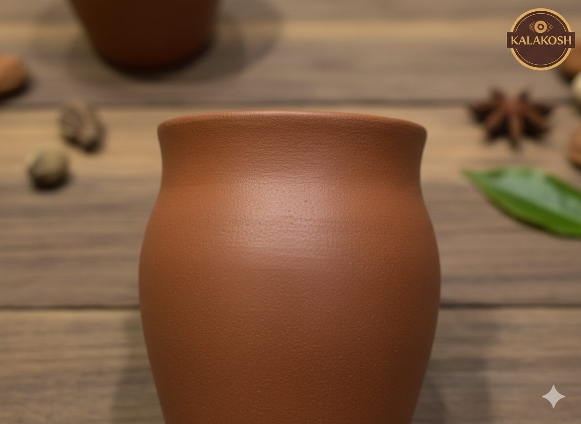 Authenticated Handcrafted Terracotta / Clay Reusable Glass / Kulhad (250 ml) - Set of 6 || Natural Earthen Clay Serve Ware for Tea / Coffee, Hot and Cold Beverages & Traditional Dining