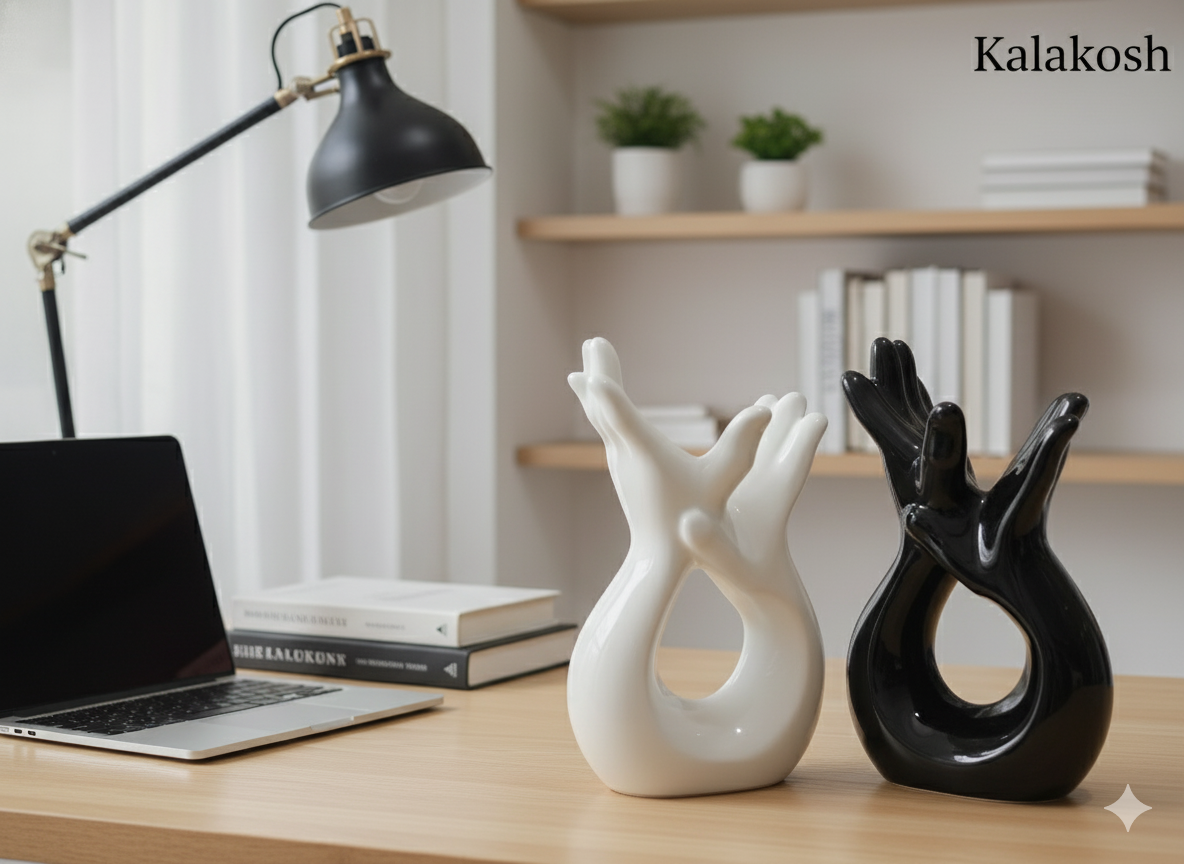 Modern Black & White Home Decor Vase Combo | Premium Ceramic Vases for Home Use, Office Decor, & Gifting