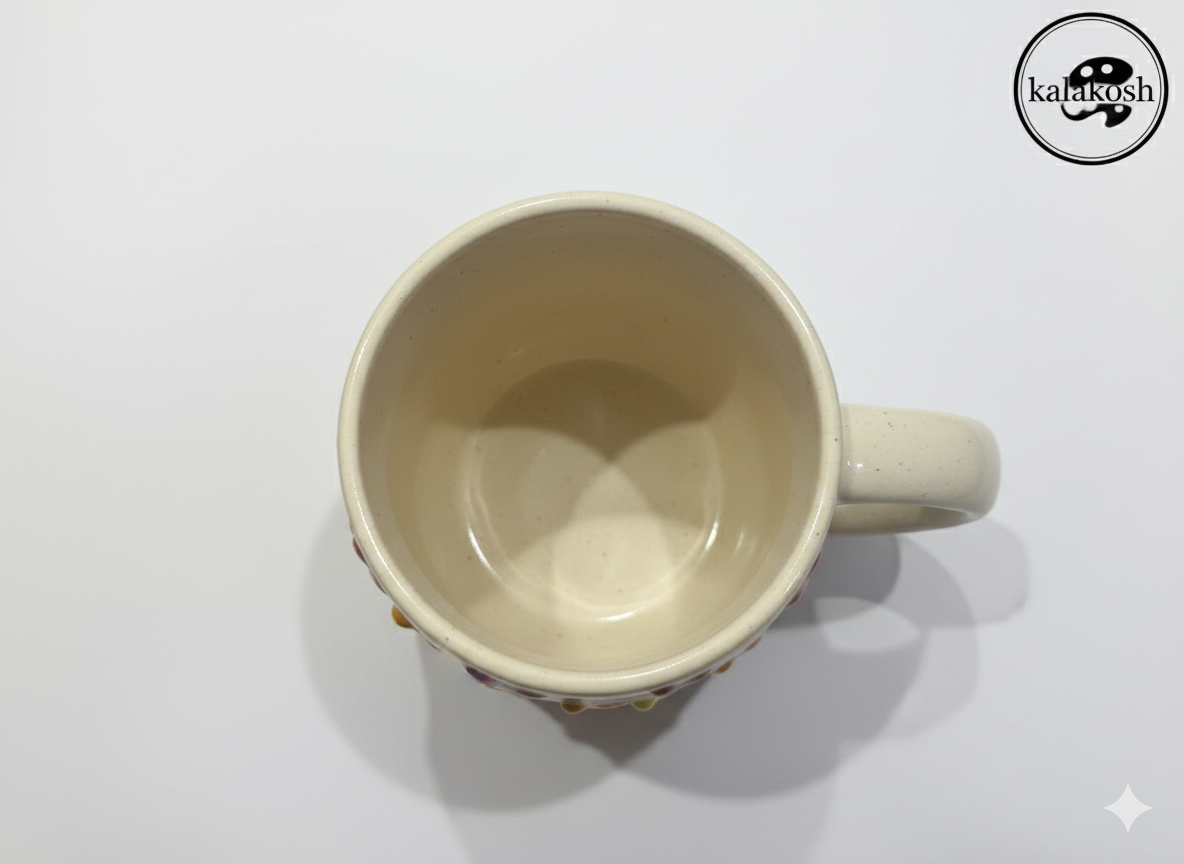 Rainbow Heart Ceramic Coffee Mug - Embossed 3D Design Tea Cup for Home Use & Office Use | Cute Kitchen Drinkware & Multipurpose Home Decor Vase | Microwave Safe Gift for Friends & Family (350ml)