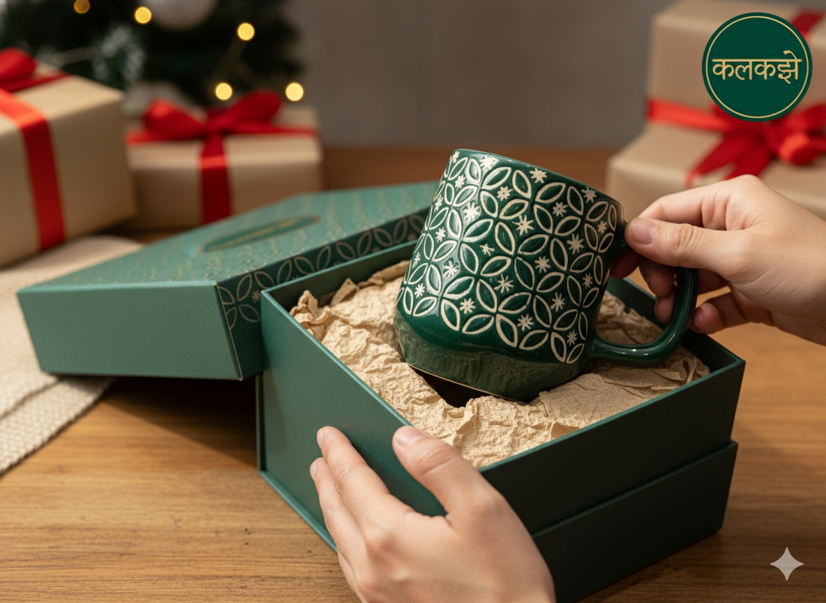 Premium Embossed Ceramic Coffee Mug (400ml) | Dark Green Home Decor Tea Cup | Stylish Office Use & Home Kitchen Beverage Drinkware