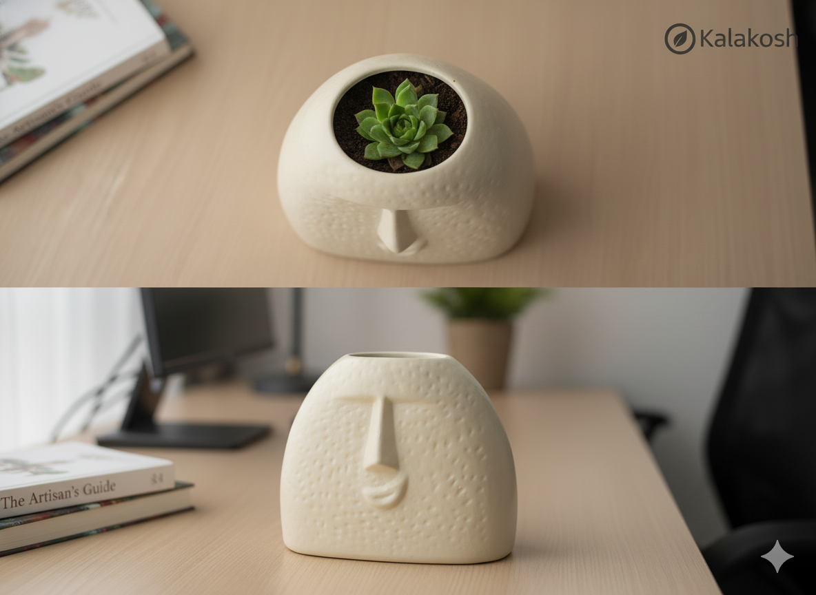 Handcrafted Eco-Friendly Clay Planters for Home Décor & Office Desk | Rustic Terracotta Ceramic Pots for Gifting