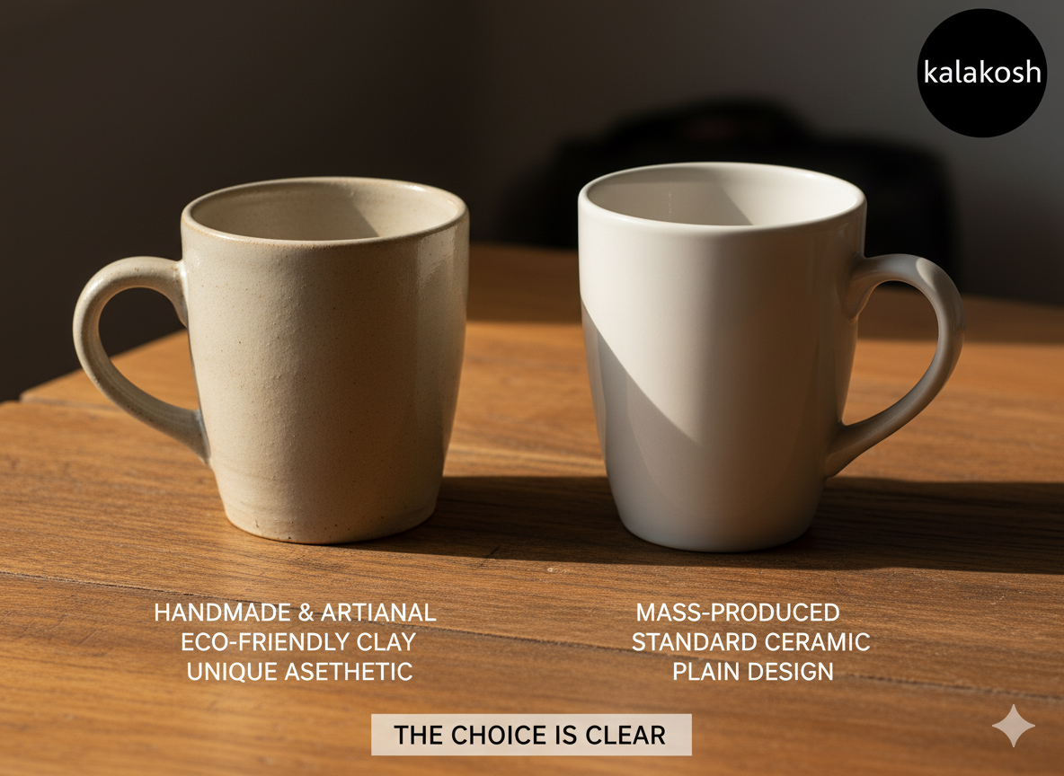 Handcrafted Rustic Ceramic Mug for Coffee & Tea | Artisan Eco-Friendly Clay Mugs | Premium Home & Office Use | Unique Gifting
