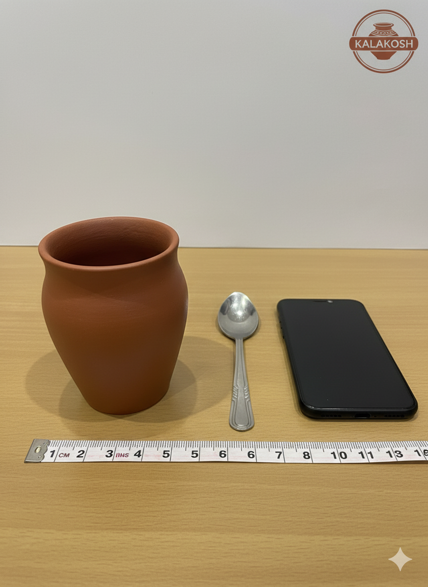 Authenticated Handcrafted Terracotta / Clay Reusable Glass / Kulhad (250 ml) - Set of 6 || Natural Earthen Clay Serve Ware for Tea / Coffee, Hot and Cold Beverages & Traditional Dining