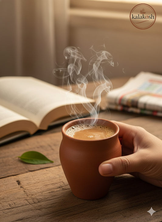 Authenticated Handcrafted Terracotta / Clay Reusable Glass / Kulhad (250 ml) - Set of 6 || Natural Earthen Clay Serve Ware for Tea / Coffee, Hot and Cold Beverages & Traditional Dining