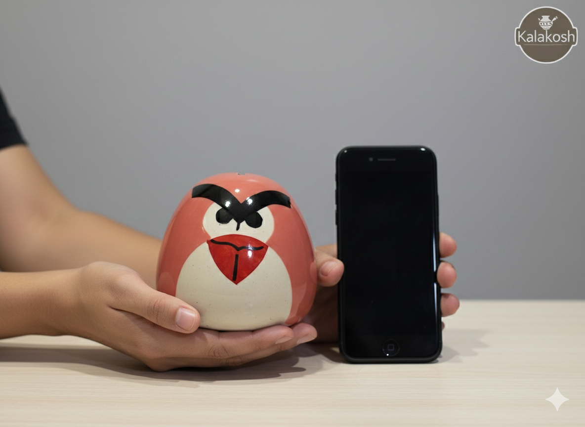 Premium Ceramic Angry Bird Piggy Bank for Kids and Adults - Decorative Money Box for Home Decor, Office Desk & Gifting - Cute Hand-Painted Coin Bank for Home Use, Office Use & Nursery Decor