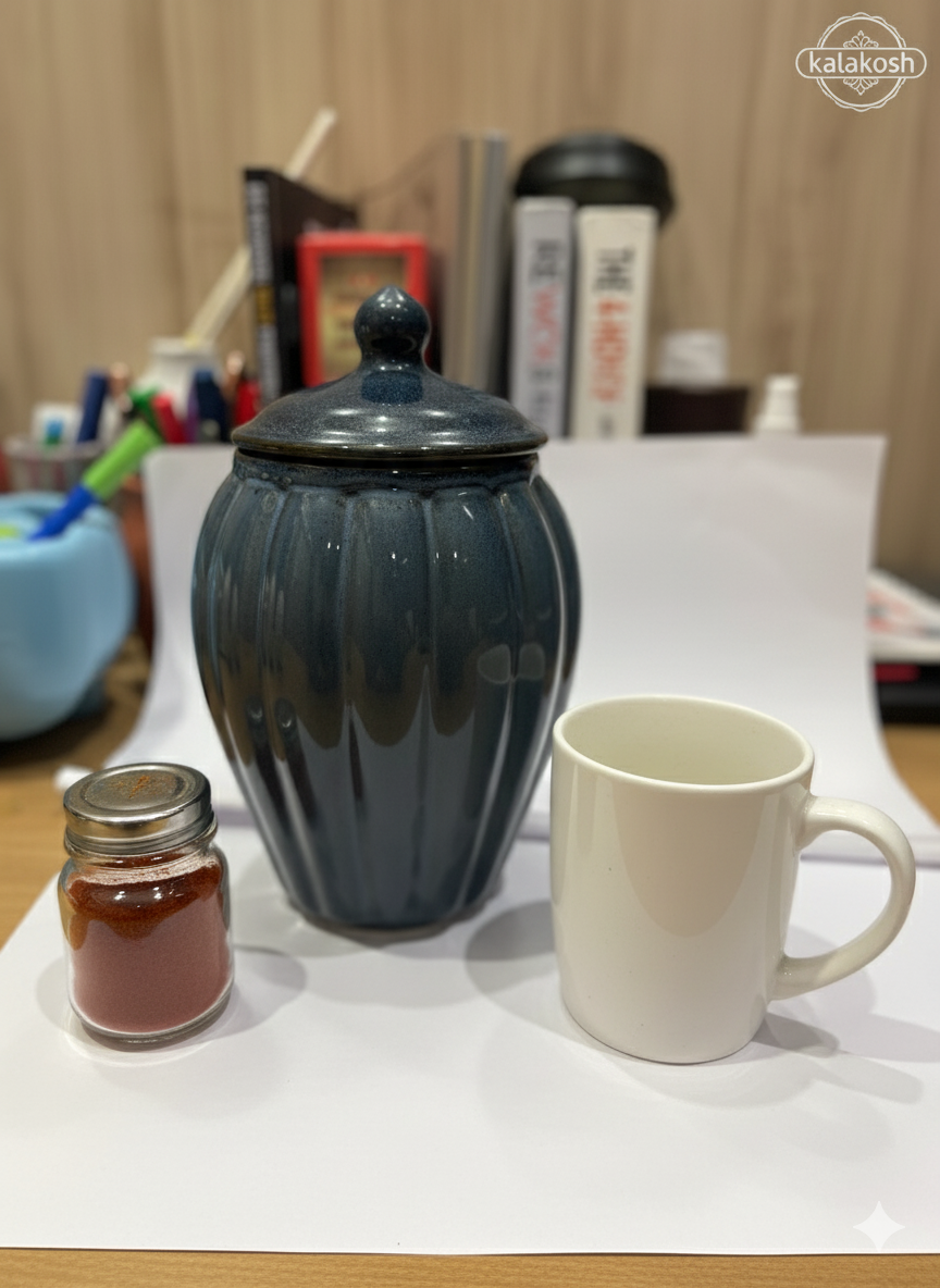 Premium Ceramic Pickle Jar Container with Lid | Home Decor Vase | Multipurpose Storage for Kitchen, Dining, Office Use & Gifting | Handcrafted Blue Glaze