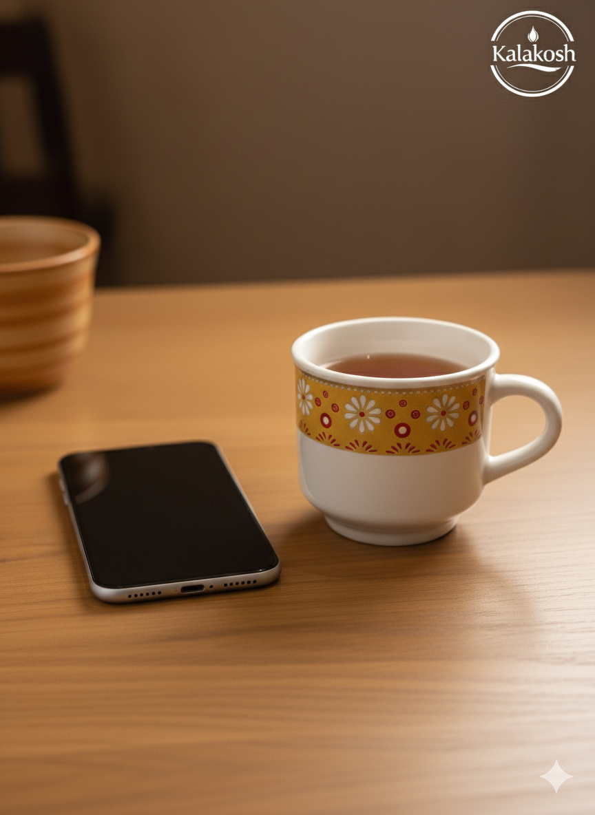 Handcrafted Rustic Ceramic Tea Cup Set of 6 | Clay Coffee Mugs for Home & Office Use | Artisanal Gifting