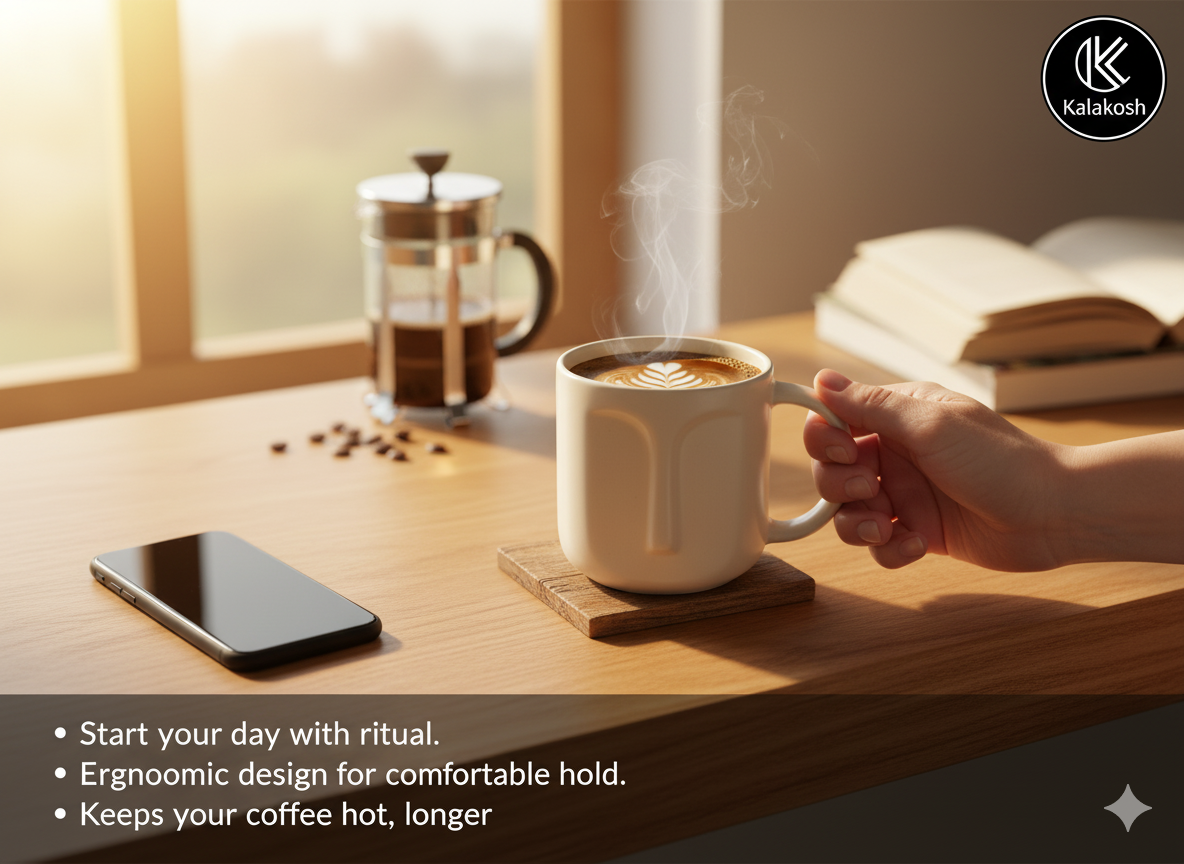 Abstract Face Ceramic Coffee Mug for Home Decor, Office Use & Gifting | Unique Artistic Tea Cup | Premium Home Use Terracotta Clay