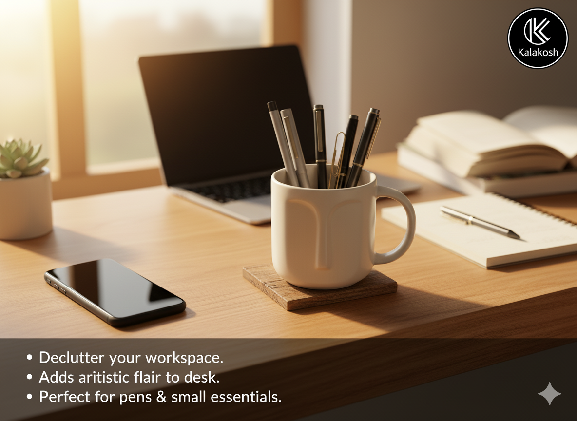 Abstract Face Ceramic Coffee Mug for Home Decor, Office Use & Gifting | Unique Artistic Tea Cup | Premium Home Use Terracotta Clay