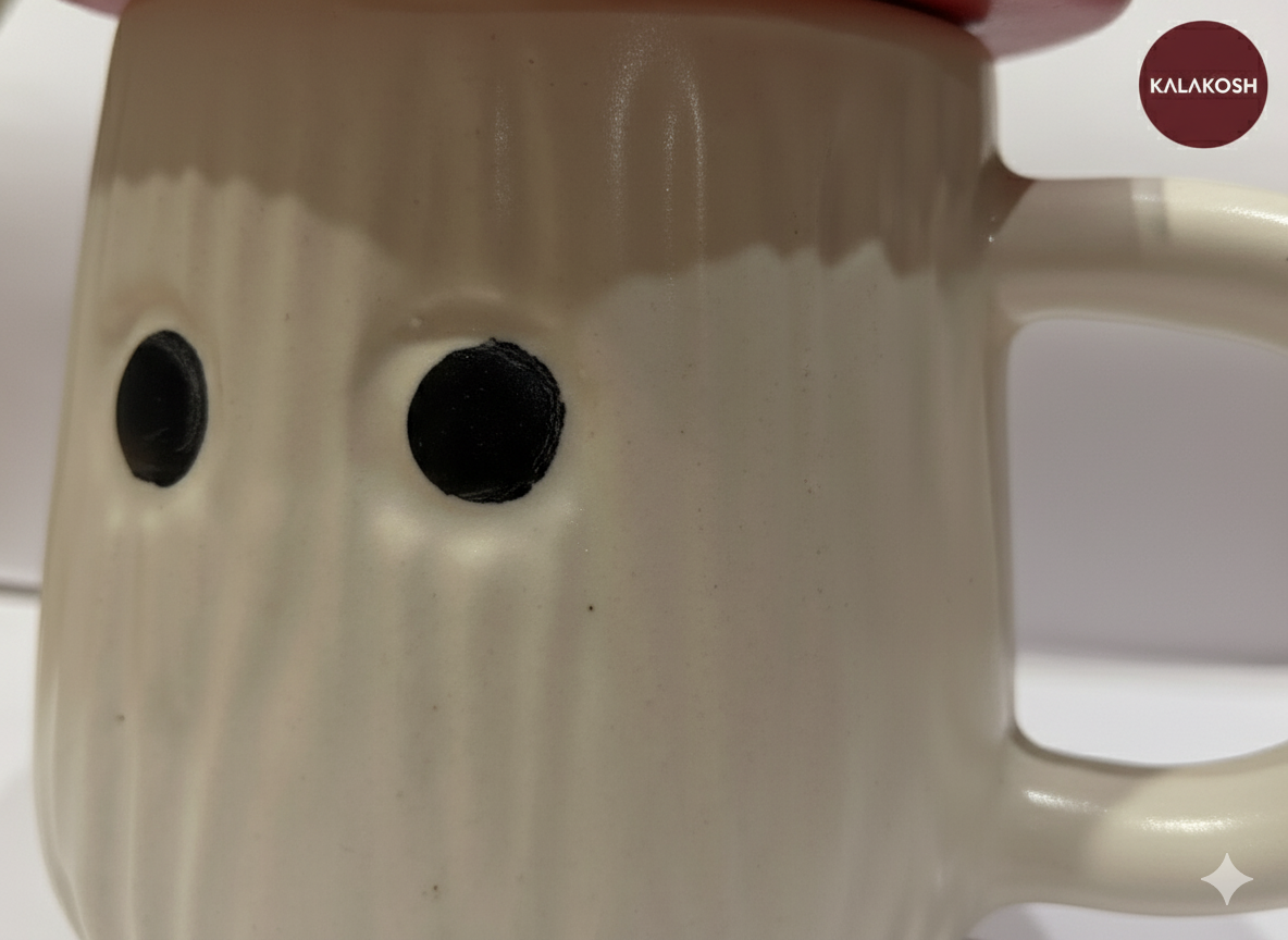 Handcrafted Ceramic Mushroom Coffee Mug with Lid | Eco-Friendly Clay Mugs for Home & Office Use | Unique Artisanal Tea Cup Gift