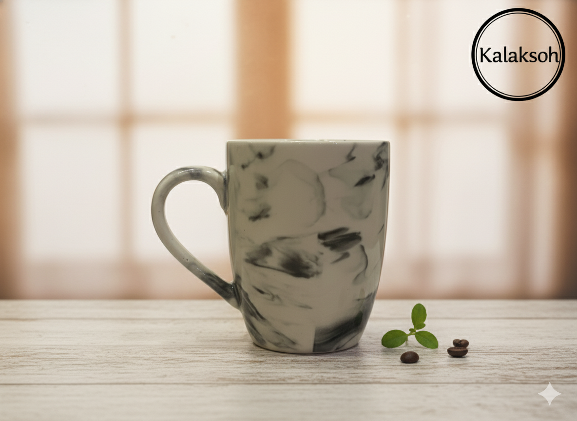 Handcrafted Ceramic Coffee Mug Clay Mugs for Home & Office Use | Eco-Friendly Artistic Tea Cup | Rustic Marbled Design