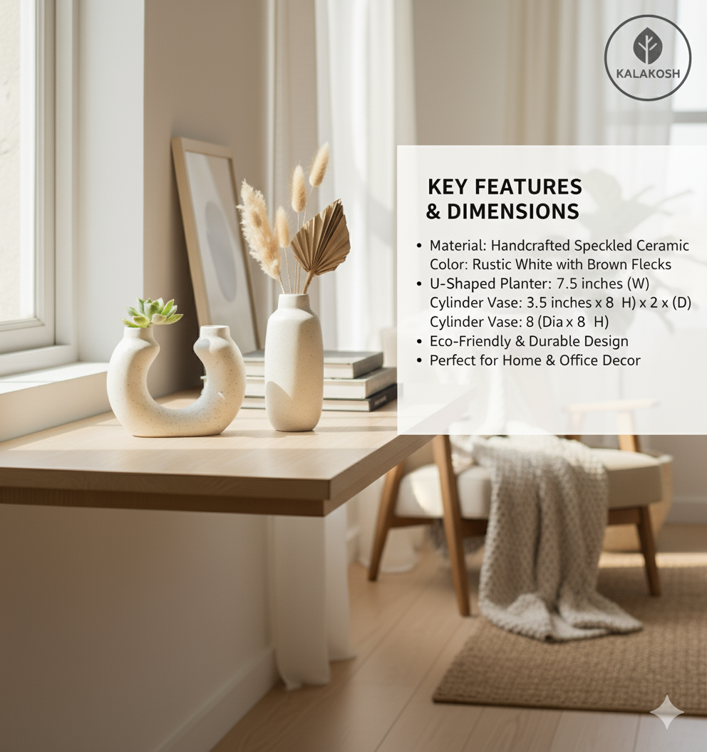 Handcrafted Rustic Ceramic Clay Planters for Home Decor & Office Decor | Eco-Friendly Indoor Flower Pot & Desk Vase Gift