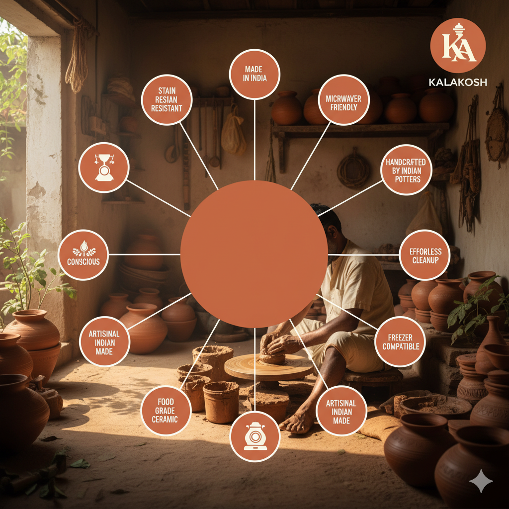 Authentic Handcrafted Terracotta Bowls (Set of 6) - Natural Earthen Clay Serve ware for Curd, Dessert, & Traditional Dining