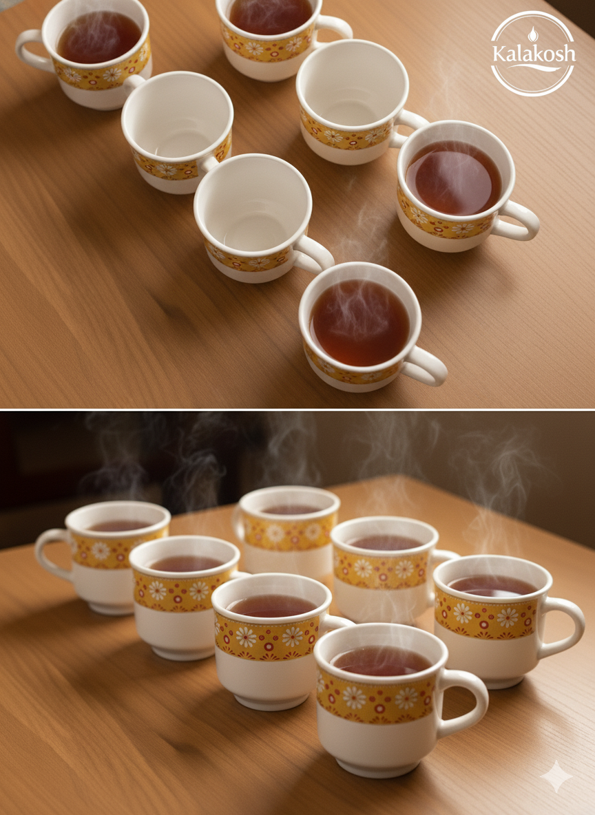 Handcrafted Rustic Ceramic Tea Cup Set of 6 | Clay Coffee Mugs for Home & Office Use | Artisanal Gifting