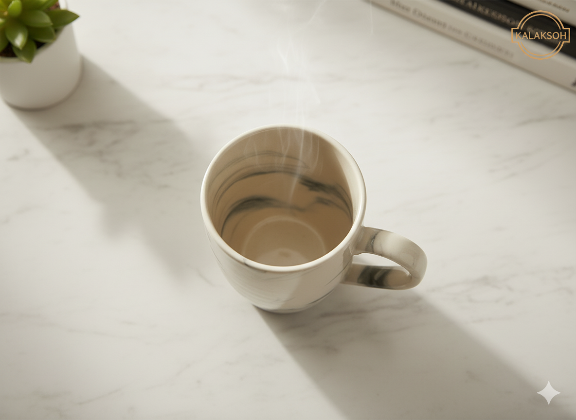 Handcrafted Ceramic Coffee Mug Clay Mugs for Home & Office Use | Eco-Friendly Artistic Tea Cup | Rustic Marbled Design