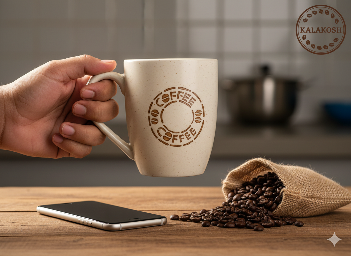 Handcrafted Rustic Ceramic Clay Coffee Mugs | Premium Stoneware for Home & Office Use | Eco-Friendly Artisan Tea Cup | Speckled Finish | Ideal Gift