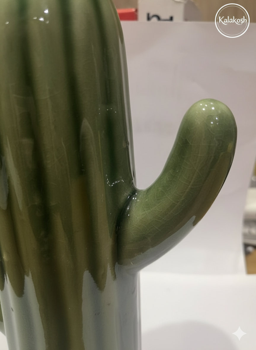 Handcrafted Ceramic Cactus Planter for Desk, Home & Office Décor | Eco-Friendly Clay Pot & Stationary Organizer | Rustic Table Décor Gift