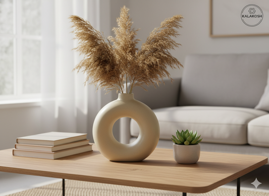Modern Donut Ceramic Home Decor Vase | Minimalist Table Centerpiece for Home Use & Office Use | Premium Gifting & Aesthetic Showpiece