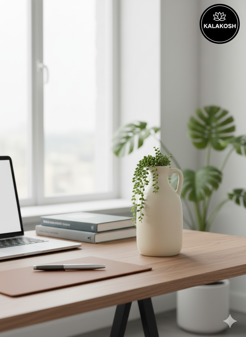 Premium Ceramic One Handle Bottle Planter | Home Décor Vase for Plants & Flowers | Stylish Home Office Use Pottery Jug