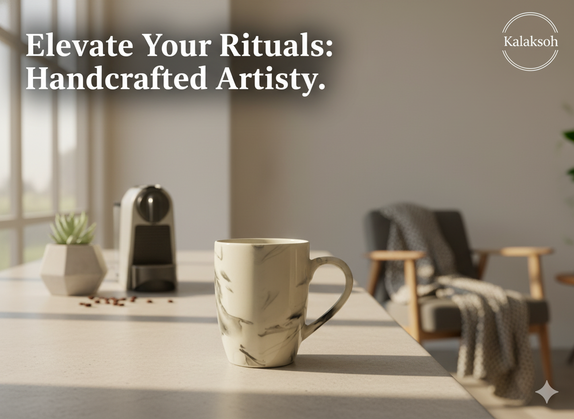 Handcrafted Ceramic Coffee Mug Clay Mugs for Home & Office Use | Eco-Friendly Artistic Tea Cup | Rustic Marbled Design