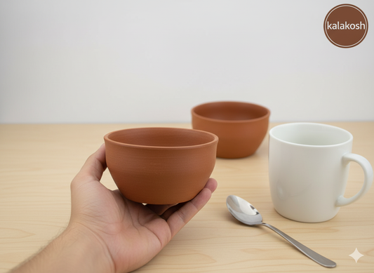 Authentic Handcrafted Terracotta Bowls (Set of 6) - Natural Earthen Clay Serve ware for Curd, Dessert, & Traditional Dining