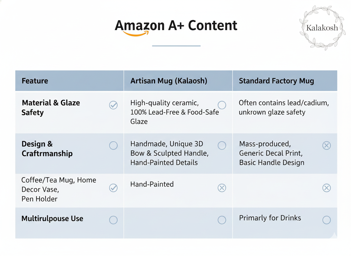 Handmade Ceramic Coffee Mug with 3D Blue Bow & Sculpted Handle – Premium Home Decor Aesthetic Tea Cup for Office & Home Use – Unique Birthday Gift for Women & Girls – 350ml Blue & Cream