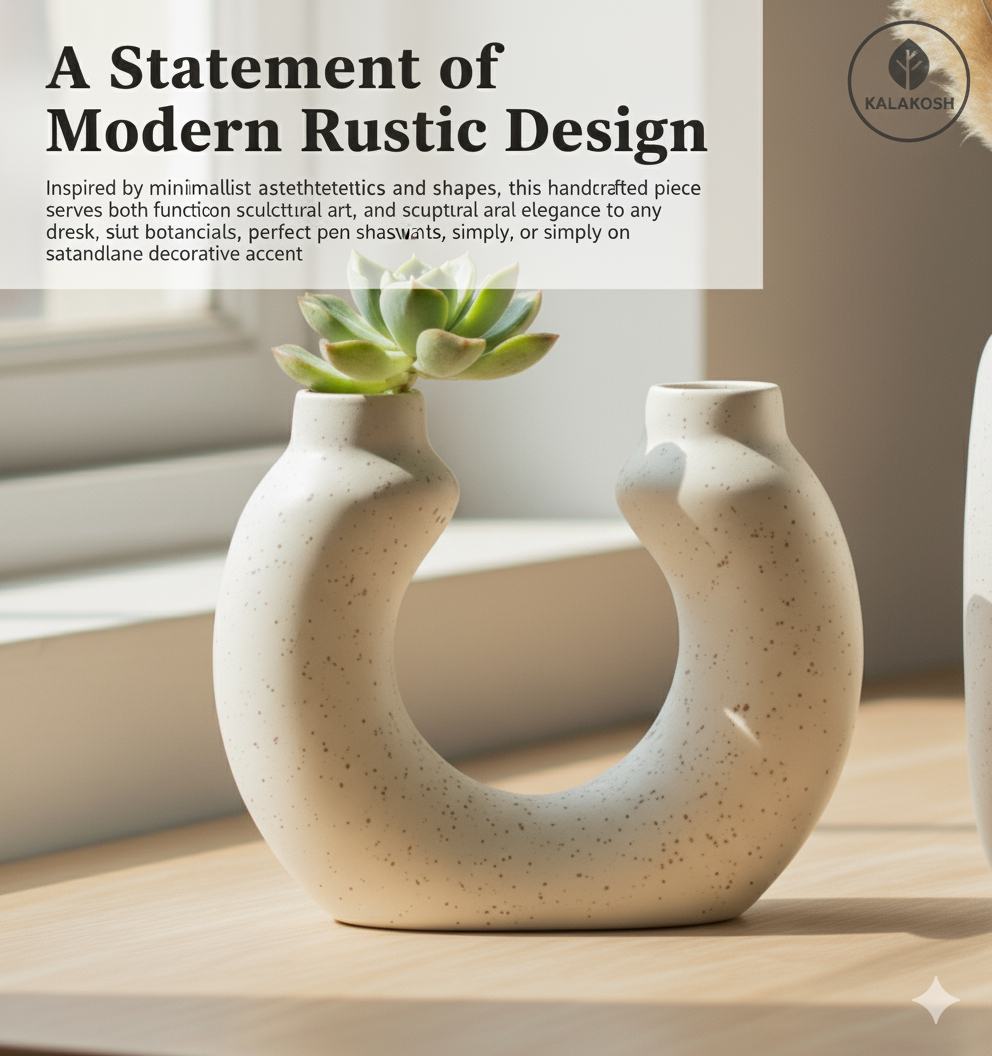 Handcrafted Rustic Ceramic Clay Planters for Home Decor & Office Decor | Eco-Friendly Indoor Flower Pot & Desk Vase Gift