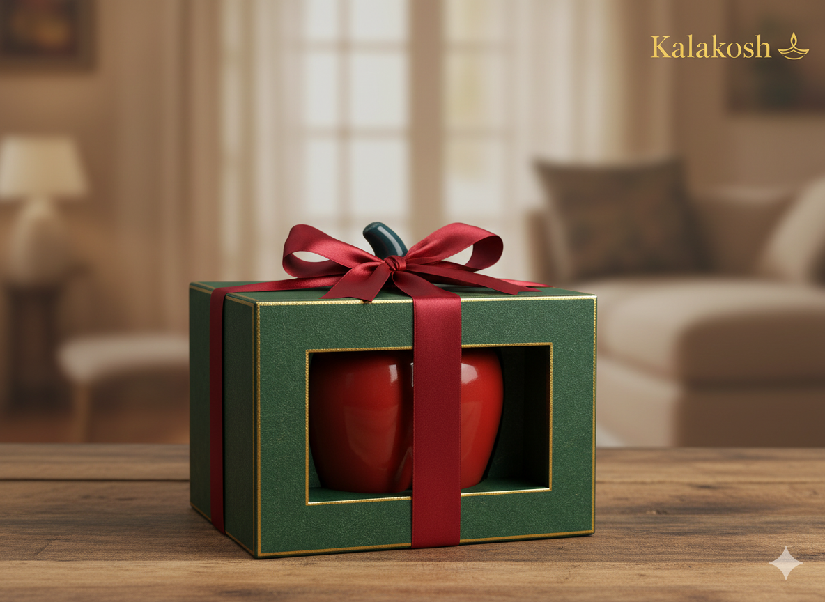 Premium Ceramic Red Bell Pepper Pickle Jar with Lid | Multipurpose Home Décor Vase Office Use Container Storage Decorative Gift