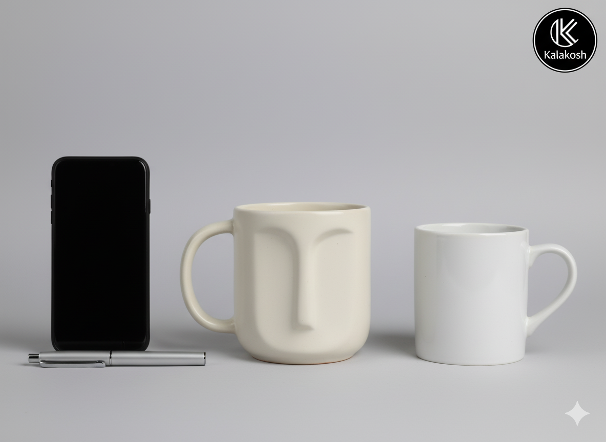 Abstract Face Ceramic Coffee Mug for Home Decor, Office Use & Gifting | Unique Artistic Tea Cup | Premium Home Use Terracotta Clay