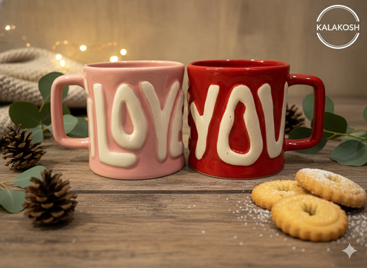 Premium Ceramic Couple Mugs "I Love You" Red Pink Set | Home Decor Office Use Coffee Tea Cups | Unique Gift for Him Her Anniversary