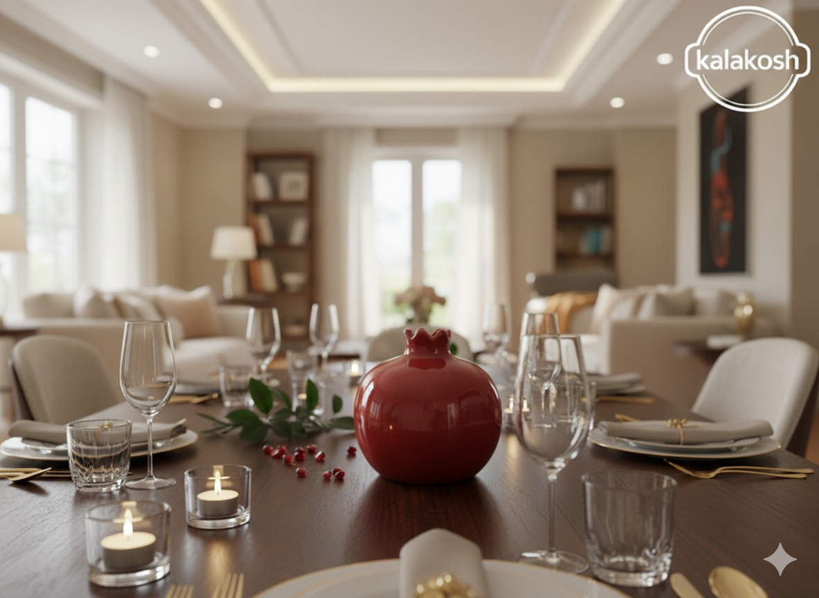 Premium Red Pomegranate Home Decor Vase | Glossy Ceramic Decorative Showpiece for Home Use, Office, Living Room Tabletop | Unique Gifting