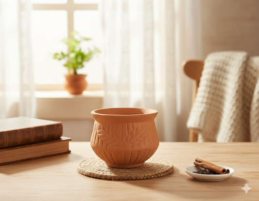 Disposable Terracotta Kulhad Cups - 100 ml - Set of 6 (Kuliya)  | 100% Biodegradable Clay Glasses for Chai, Coffee, Lassi | Eco-Friendly & Natural Earthenware Tea Cups