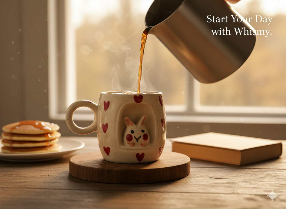 Handcrafted Ceramic Mugs for Home & Office Use | Eco-Friendly Clay Coffee & Tea Mug | Rustic Bunny Heart Design | Artisanal Gift for Loved Ones