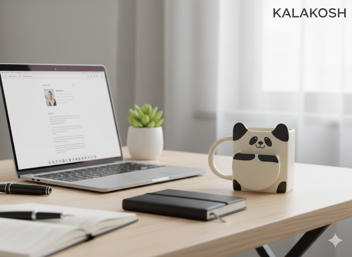 Ceramic Panda Coffee Mug with Biscuit Holder Pocket, Cute Animal Tea Cup for Home Decor & Office Desk Use, Unique Novelty Gift for Kids & Adults, Cookie Dunking Slot